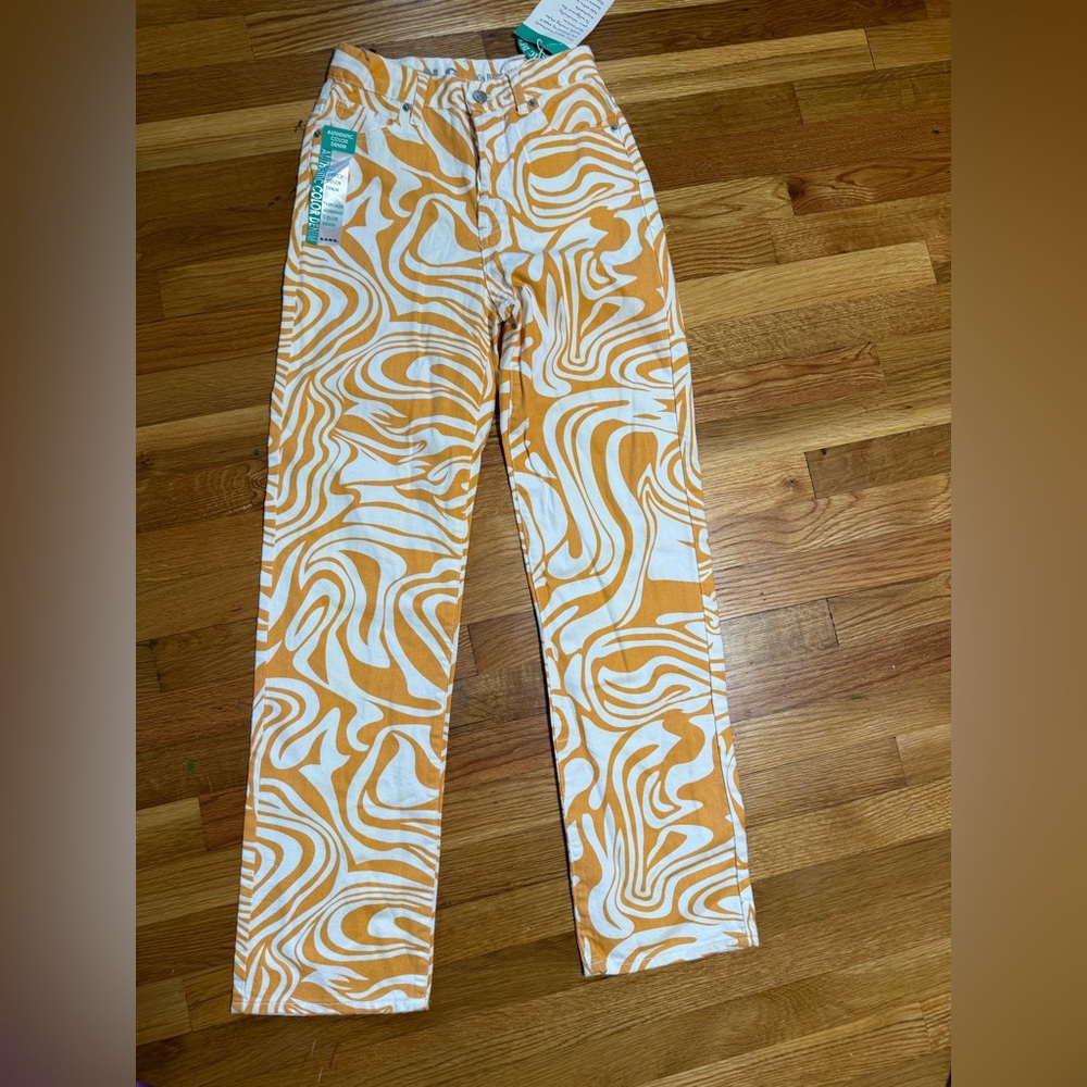 NWT orange & cream swirl 90s boyfriend S.O.N.G jeans size 1/25